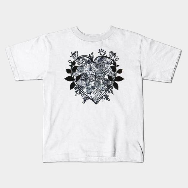 flower heart Kids T-Shirt by josielyn00